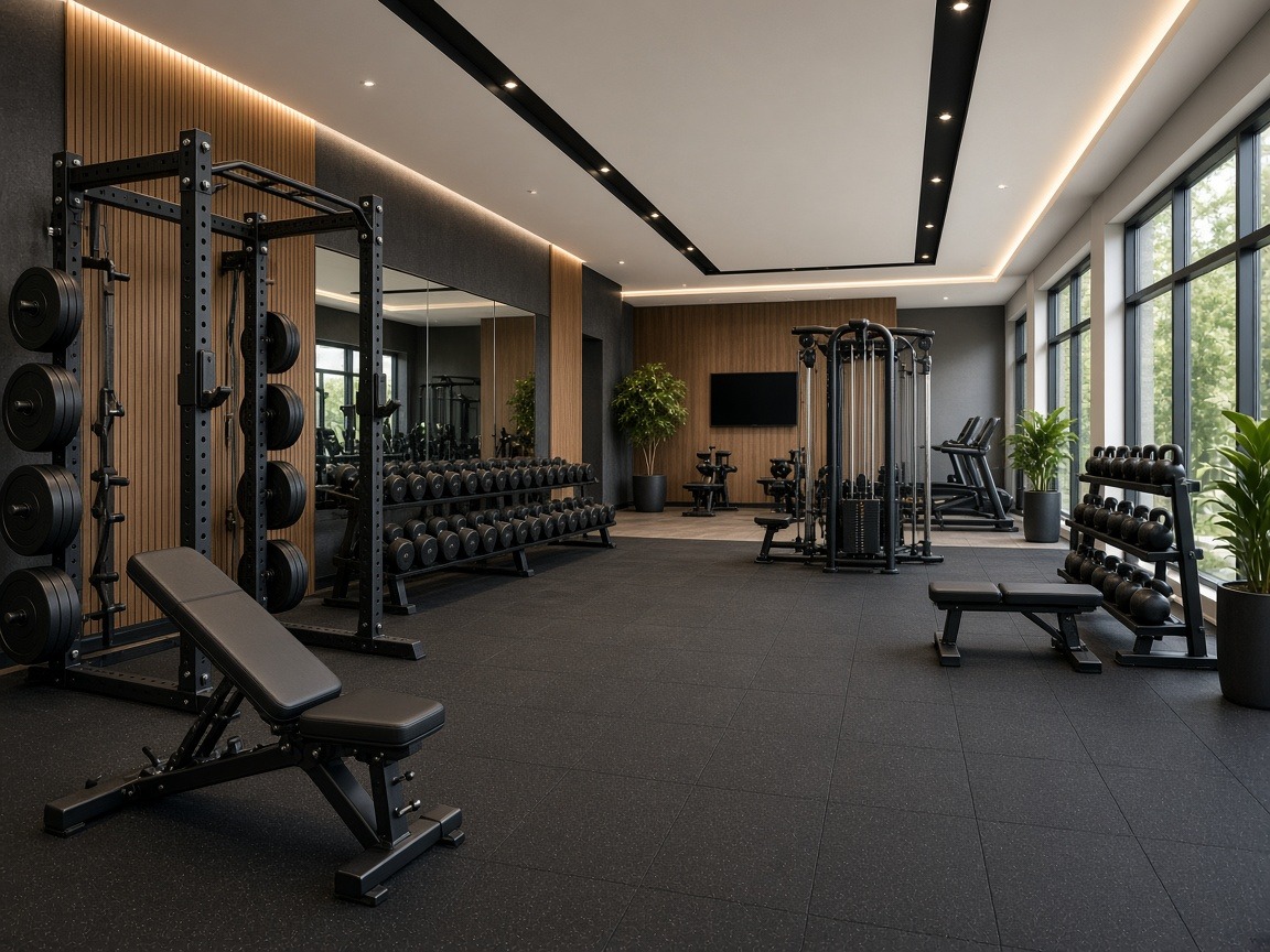 Gym floor with equipment
